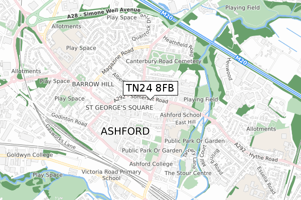 TN24 8FB map - small scale - OS Open Zoomstack (Ordnance Survey)