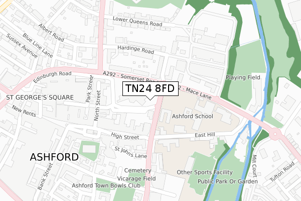 TN24 8FD map - large scale - OS Open Zoomstack (Ordnance Survey)