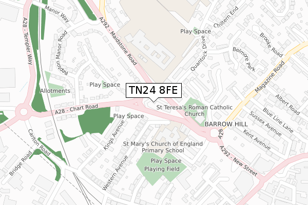 TN24 8FE map - large scale - OS Open Zoomstack (Ordnance Survey)