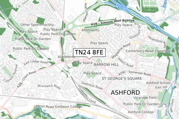 TN24 8FE map - small scale - OS Open Zoomstack (Ordnance Survey)