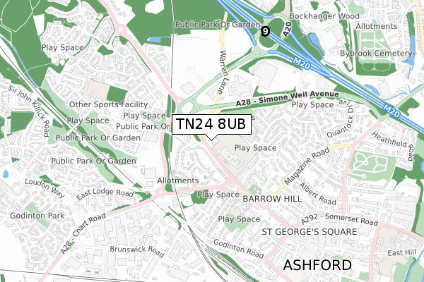 TN24 8UB map - small scale - OS Open Zoomstack (Ordnance Survey)