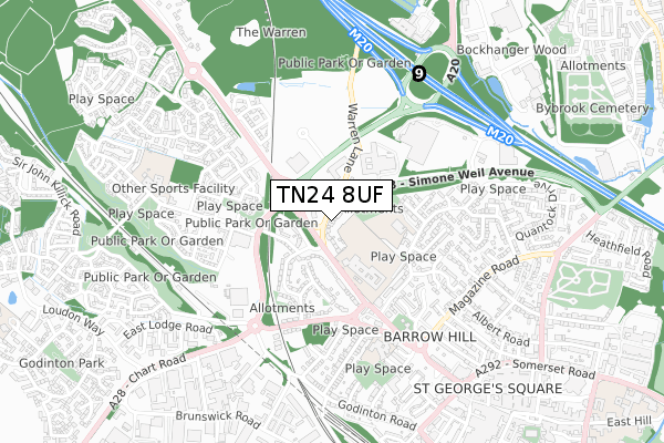 TN24 8UF map - small scale - OS Open Zoomstack (Ordnance Survey)