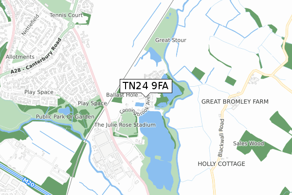 TN24 9FA map - small scale - OS Open Zoomstack (Ordnance Survey)