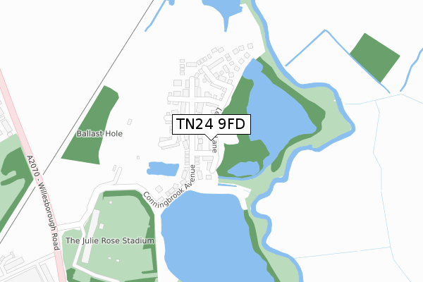 TN24 9FD map - large scale - OS Open Zoomstack (Ordnance Survey)