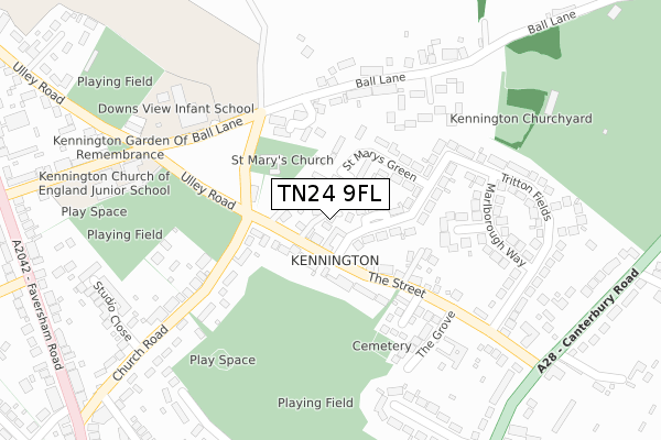 TN24 9FL map - large scale - OS Open Zoomstack (Ordnance Survey)