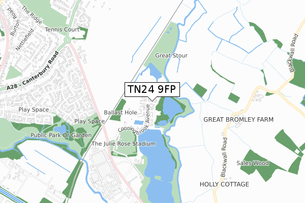 TN24 9FP map - small scale - OS Open Zoomstack (Ordnance Survey)