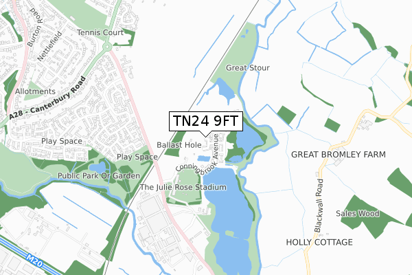 TN24 9FT map - small scale - OS Open Zoomstack (Ordnance Survey)