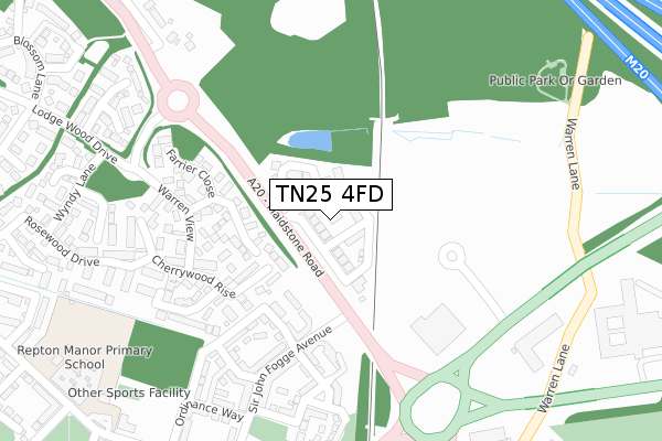 TN25 4FD map - large scale - OS Open Zoomstack (Ordnance Survey)