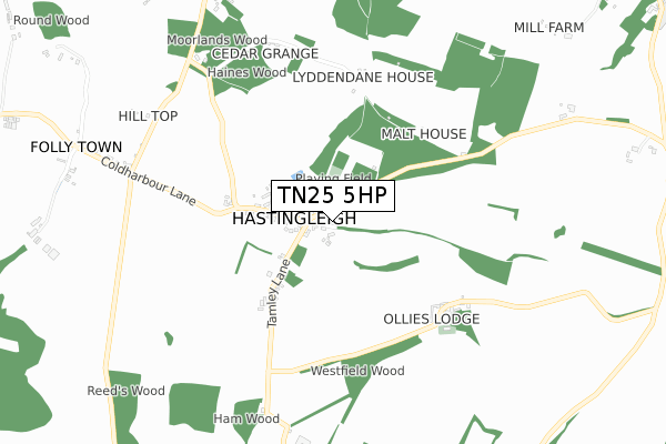 TN25 5HP map - small scale - OS Open Zoomstack (Ordnance Survey)