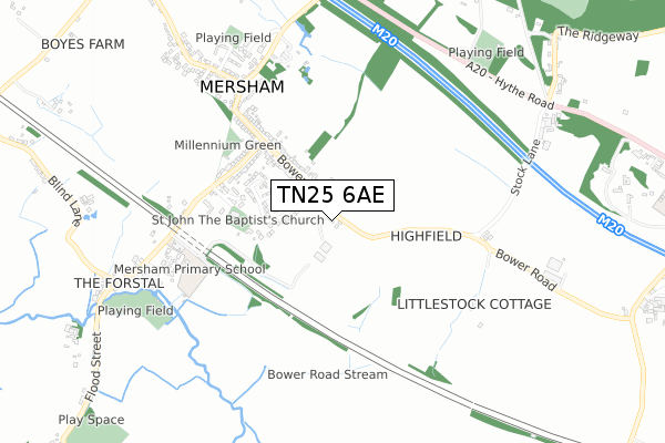 TN25 6AE map - small scale - OS Open Zoomstack (Ordnance Survey)