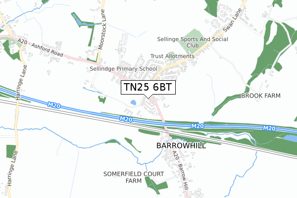 TN25 6BT map - small scale - OS Open Zoomstack (Ordnance Survey)