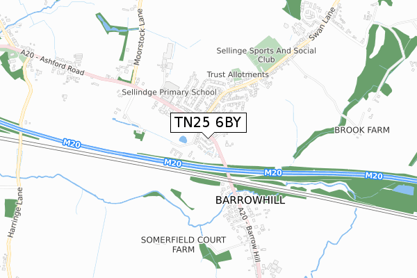 TN25 6BY map - small scale - OS Open Zoomstack (Ordnance Survey)