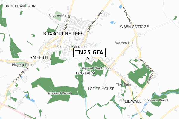 TN25 6FA map - small scale - OS Open Zoomstack (Ordnance Survey)