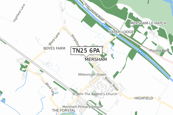 TN25 6PA map - small scale - OS Open Zoomstack (Ordnance Survey)