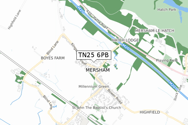 TN25 6PB map - small scale - OS Open Zoomstack (Ordnance Survey)