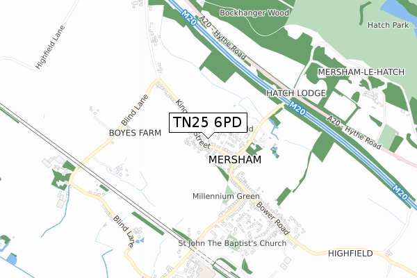 TN25 6PD map - small scale - OS Open Zoomstack (Ordnance Survey)