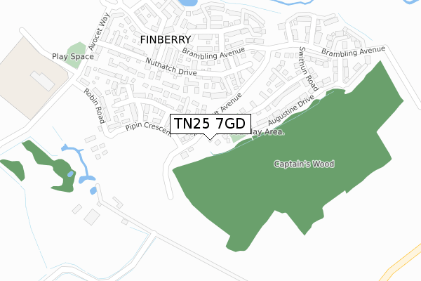 TN25 7GD map - large scale - OS Open Zoomstack (Ordnance Survey)