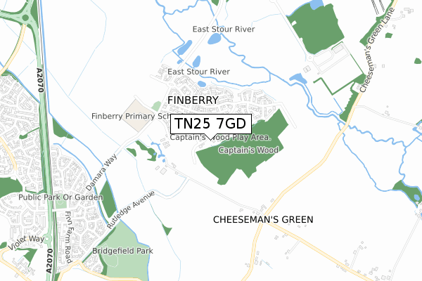 TN25 7GD map - small scale - OS Open Zoomstack (Ordnance Survey)