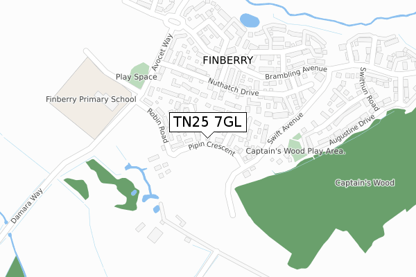 TN25 7GL map - large scale - OS Open Zoomstack (Ordnance Survey)