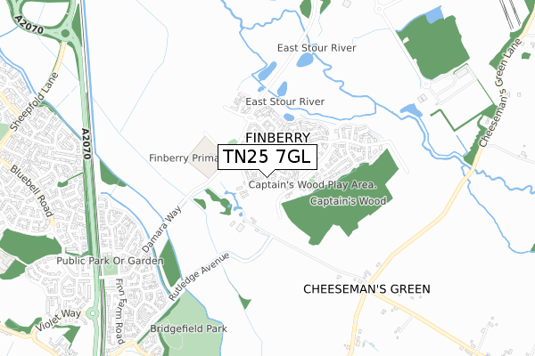 TN25 7GL map - small scale - OS Open Zoomstack (Ordnance Survey)