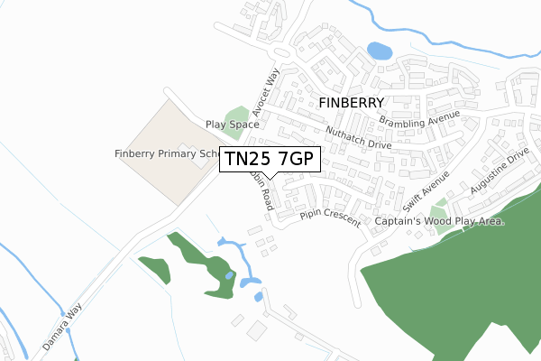 TN25 7GP map - large scale - OS Open Zoomstack (Ordnance Survey)