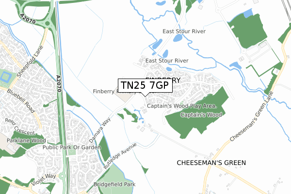 TN25 7GP map - small scale - OS Open Zoomstack (Ordnance Survey)