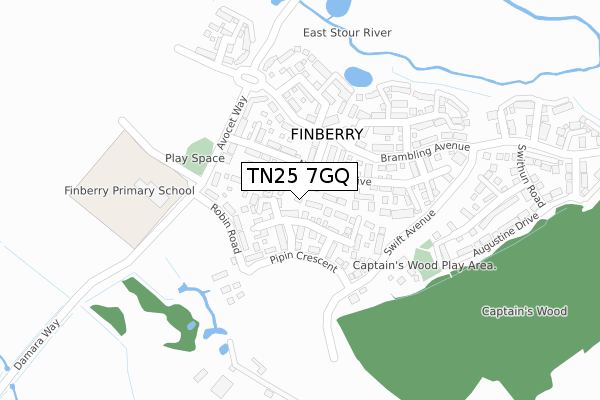 TN25 7GQ map - large scale - OS Open Zoomstack (Ordnance Survey)