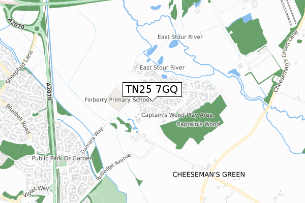 TN25 7GQ map - small scale - OS Open Zoomstack (Ordnance Survey)