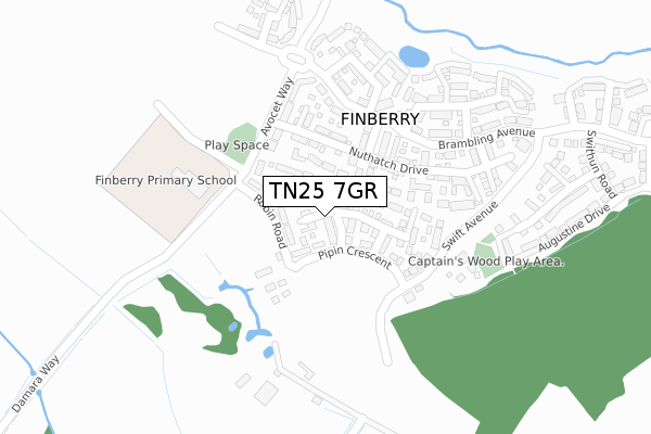 TN25 7GR map - large scale - OS Open Zoomstack (Ordnance Survey)