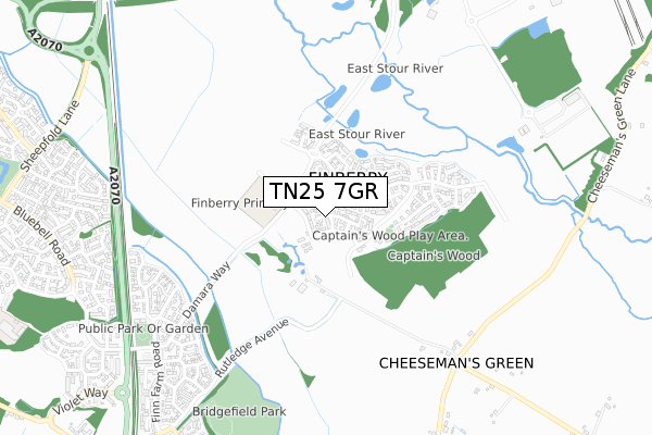 TN25 7GR map - small scale - OS Open Zoomstack (Ordnance Survey)