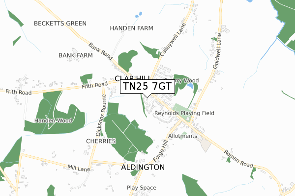 TN25 7GT map - small scale - OS Open Zoomstack (Ordnance Survey)