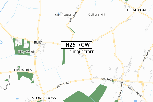 TN25 7GW map - small scale - OS Open Zoomstack (Ordnance Survey)