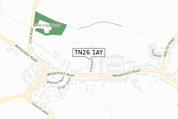 TN26 1AY map - large scale - OS Open Zoomstack (Ordnance Survey)