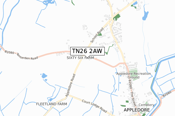 TN26 2AW map - small scale - OS Open Zoomstack (Ordnance Survey)