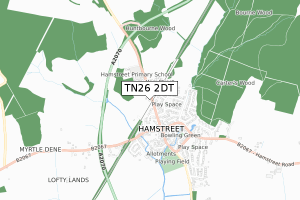 TN26 2DT map - small scale - OS Open Zoomstack (Ordnance Survey)