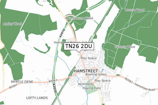 TN26 2DU map - small scale - OS Open Zoomstack (Ordnance Survey)