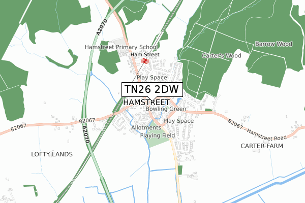 TN26 2DW map - small scale - OS Open Zoomstack (Ordnance Survey)