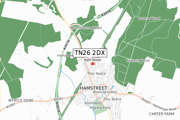 TN26 2DX map - small scale - OS Open Zoomstack (Ordnance Survey)