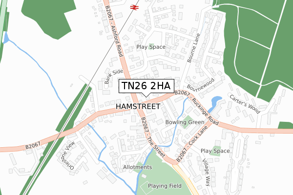 TN26 2HA map - large scale - OS Open Zoomstack (Ordnance Survey)