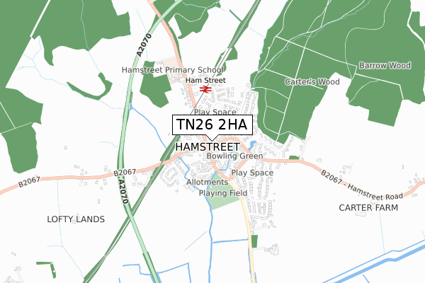 TN26 2HA map - small scale - OS Open Zoomstack (Ordnance Survey)