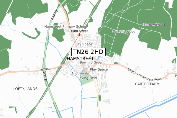 TN26 2HD map - small scale - OS Open Zoomstack (Ordnance Survey)