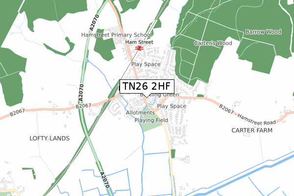 TN26 2HF map - small scale - OS Open Zoomstack (Ordnance Survey)