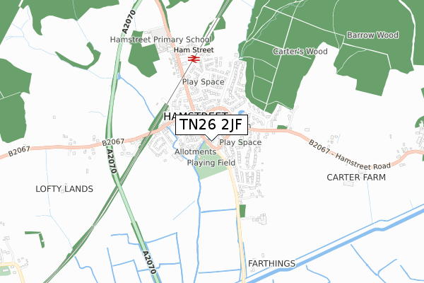 TN26 2JF map - small scale - OS Open Zoomstack (Ordnance Survey)