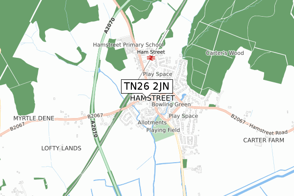 TN26 2JN map - small scale - OS Open Zoomstack (Ordnance Survey)