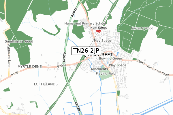 TN26 2JP map - small scale - OS Open Zoomstack (Ordnance Survey)