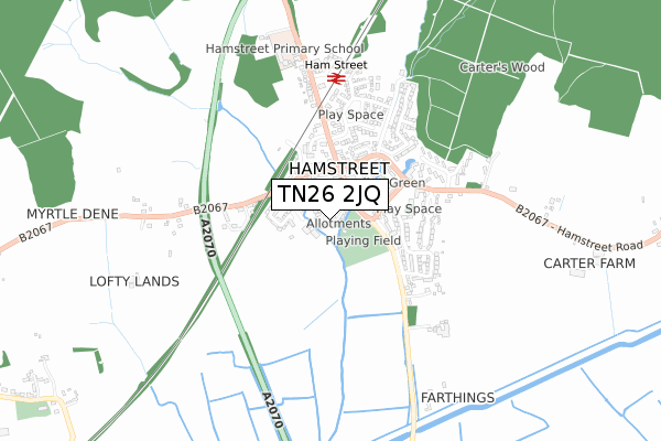 TN26 2JQ map - small scale - OS Open Zoomstack (Ordnance Survey)