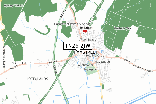 TN26 2JW map - small scale - OS Open Zoomstack (Ordnance Survey)