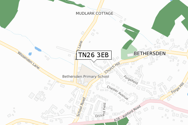 TN26 3EB map - large scale - OS Open Zoomstack (Ordnance Survey)