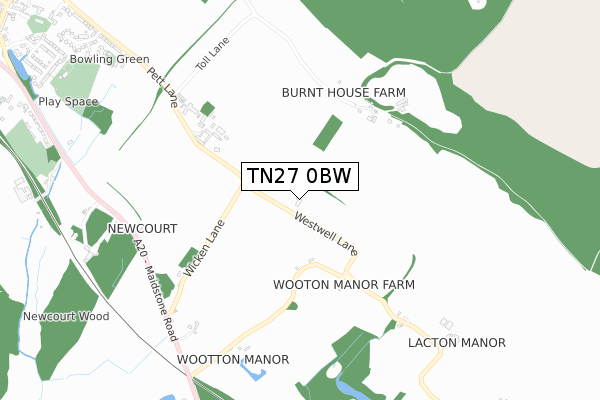 TN27 0BW map - small scale - OS Open Zoomstack (Ordnance Survey)