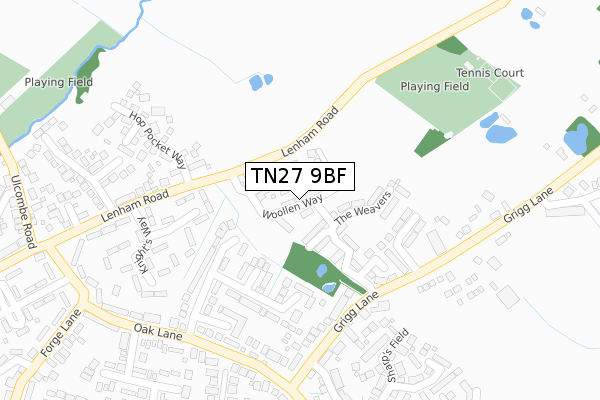 TN27 9BF map - large scale - OS Open Zoomstack (Ordnance Survey)